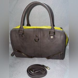 Steve Madden Two Toned Handbag w/ Crossbody Strap in Grey and Yellow